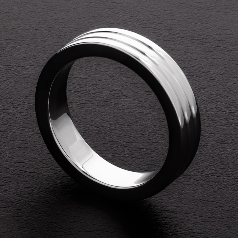 Triune Cockring Ribbed Métal 10mm